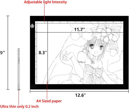LitEnergy A4 LED Copy Board Light Tracing Box, Adjustable USB Power Artcraft LED Trace Light Pad for Tattoo Transferring, Drawing, Sketching, Animation, Stenciling, Diamond Art Painting Accessories