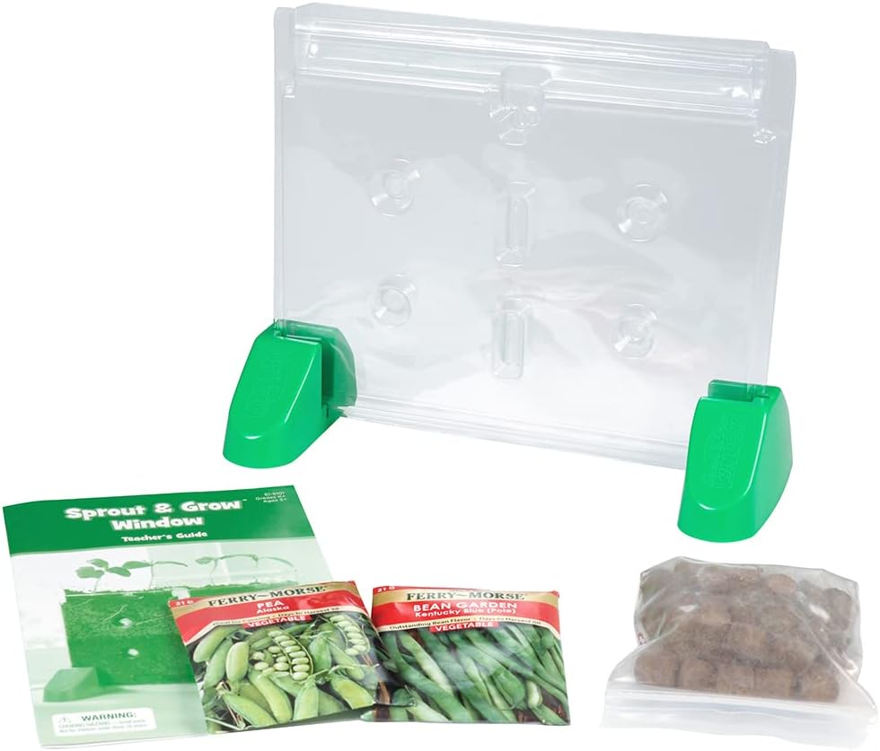Educational Insights Sprout & Grow Window - See-Through Sprouts Growing Kit, Kids Gardening Set, Kid-Friendly Science Kits, Root Viewer, Gardening Kit for Kids, Indoor Classroom Planter, Ages 5+