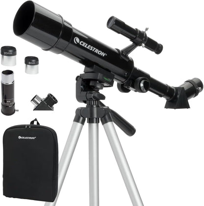 Celestron Travel Scope 70 Portable Refractor Telescope – 70mm Aperture, Fully-Coated Glass Optics – Includes Tripod, Backpack & Software – Ideal for Beginners & Travel
