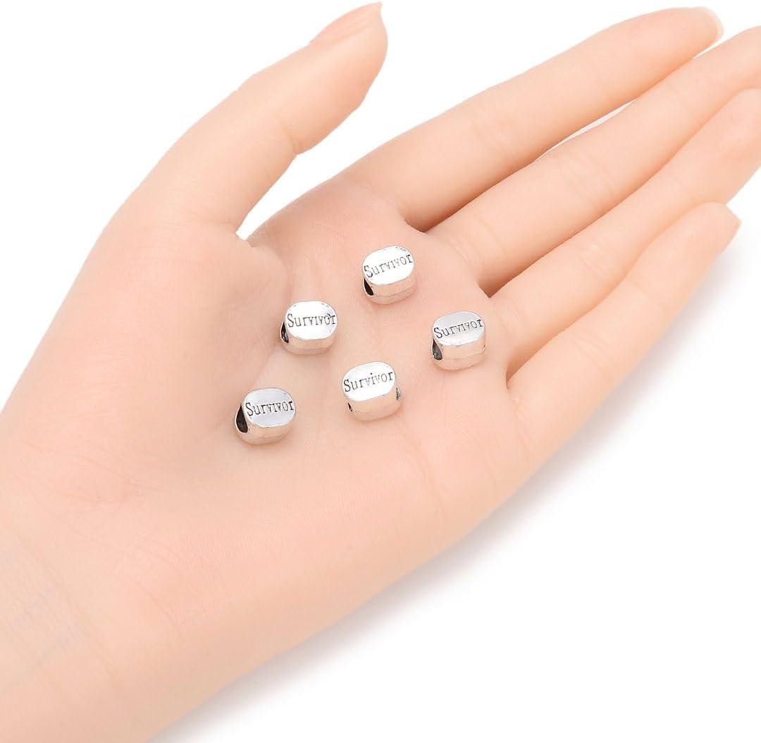 40pcs Live Love Laugh Large Hole Loose Beads (4.5mm Hole) Antique Silver Metal Spacer for DIY Craft Jewelry Making MEC-C9