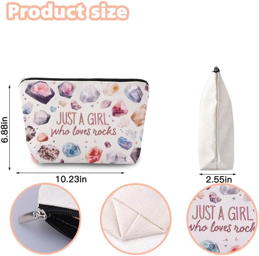 Rock Collecting Bag for Kids Rock Collectors Bag for Collecting Rocks Lovers Christmas Birthday Gift for Daughter Niece Just A Girl Who Loves Rocks for Rock Hunter