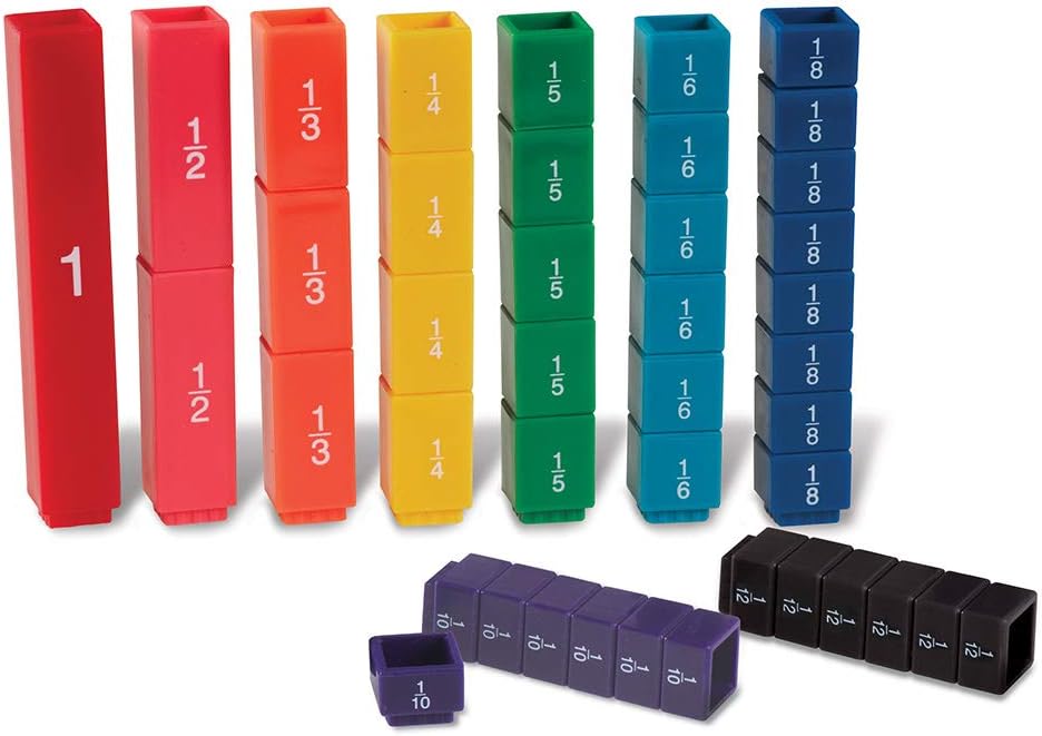 Learning Resources Fraction Tower Fraction Cubes, Kids Blocks, 51 Piece Set, Ages 6+