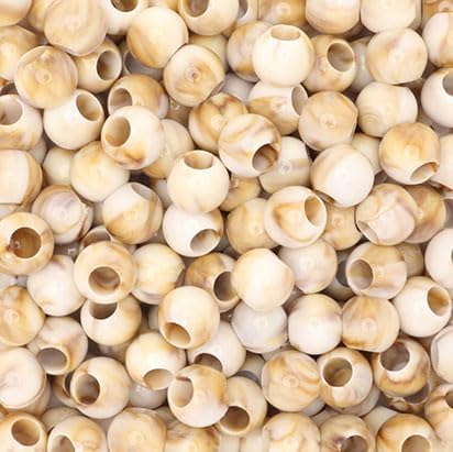 300 Acrylic Large Hole Beads for Crafts and for Hair 10mm x 12mm Acrylic Barrel Beads with 5.7mm Large Hole, Glossy Primary Assortment