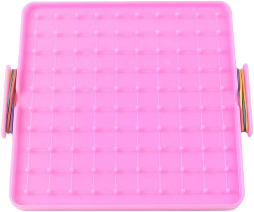 Cuteam Nail Board, 16x16cm Double Sided Geoboard Nails Peg Board Elastic Bands Kids Teaching Aids