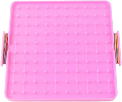 Cuteam Nail Board, 16x16cm Double Sided Geoboard Nails Peg Board Elastic Bands Kids Teaching Aids