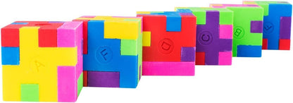 The Dreidel Company Colorful Puzzle Cube Eraser, Miniature Pencil Erasers, School Supplies, Brain Teasers Party Favor (12-Pack)