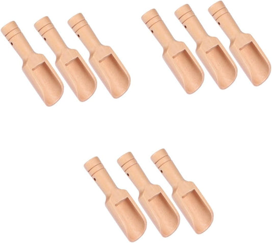 Ciieeo 9pcs Mini Wooden Scoops Salt Seasoning Spoons for Flour Rice Natural Utensils Kitchen Tool