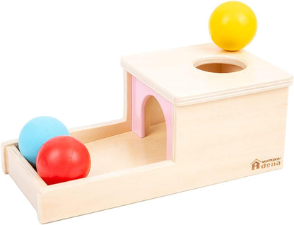 Adena Montessori Wooden Toy for 6-12 Month Baby 3 Balls with Tray, Object Permanence Box Colorful Learning Education Toy for Toddler Kid 1-2 Year Old, Preschool Developmental Girl and Boy Gift