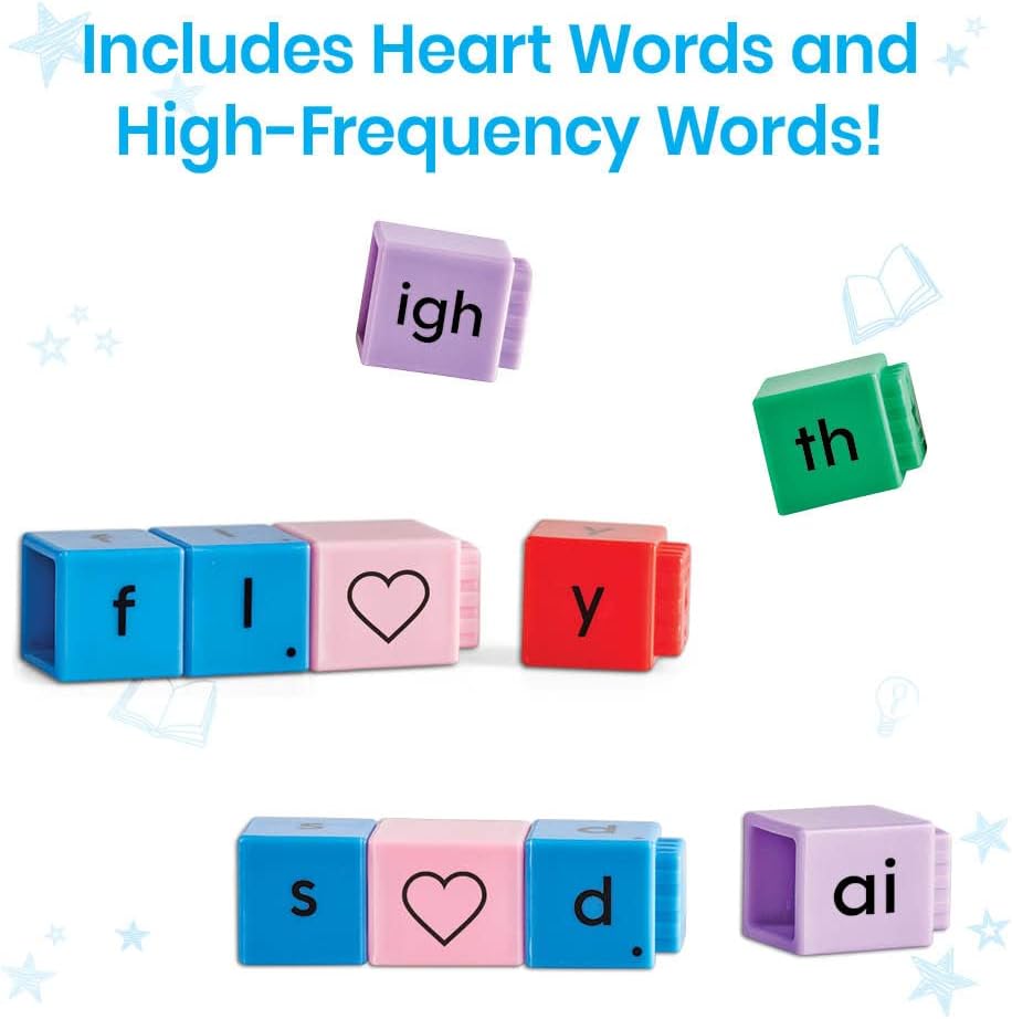 hand2mind Reading Rods Building Sight Words, Word Building Activities, Letter Blocks, Sight Words Kindergarten, CVC Words Spelling Toys, Reading Tools for Kids, Science of Reading Manipulatives