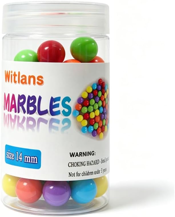 60pcs Chinese Checker Game Replacement Balls,6 Solid Color 14mm Acrylic Marbles for Marble Run, Aggravation Traditional Games