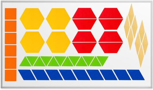 Giant Magnetic Pattern Blocks – Jumbo Magnetic Geometry & Fraction Blocks, 47-Piece Math Manipulative Set for PreK–6, Shape Recognition, Fractions, Symmetry, Classroom & Home Use