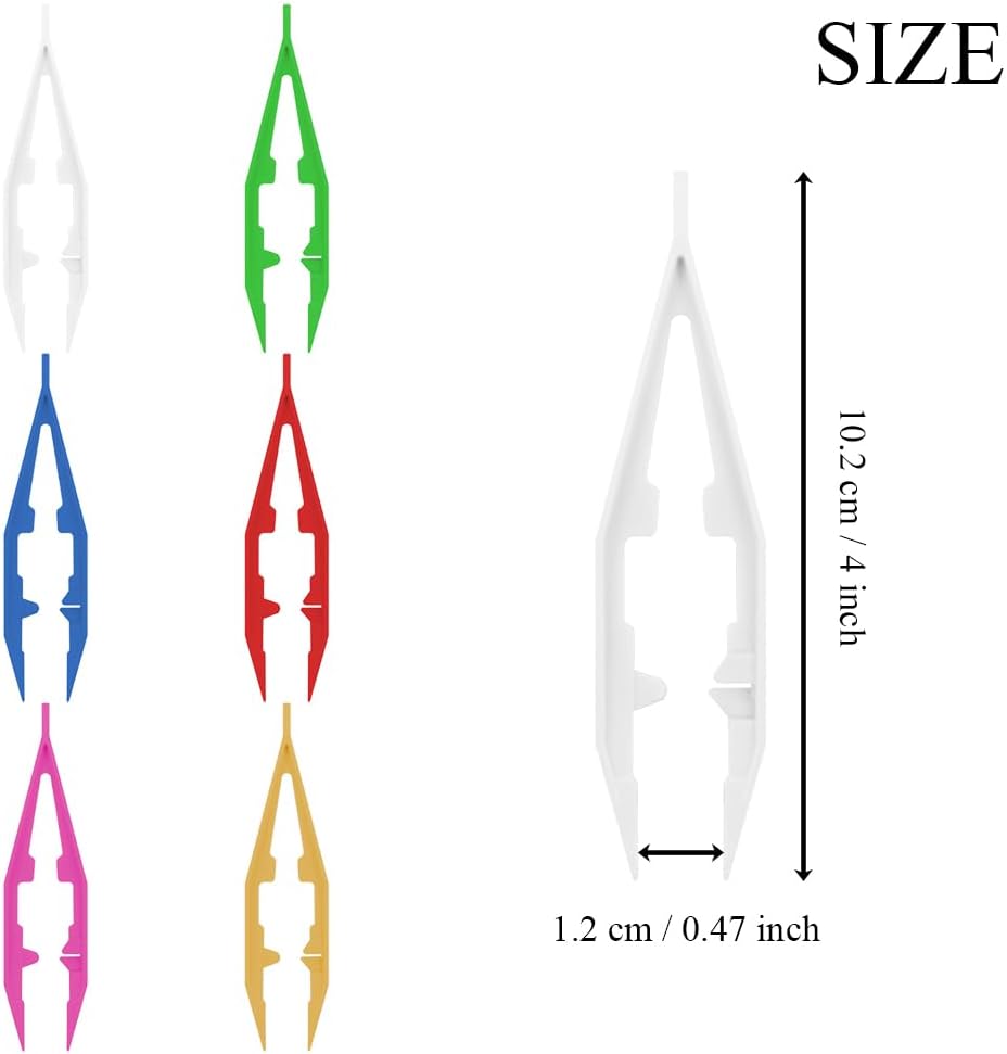 Ckyleole 9 Pieces 3 Colors Plastic Tweezers 4.13 Inch Craft Tweezers Forceps Thickened Plastic Sturdy Fine Motor Skill Learning for Perler Beads Jewelry Making Family Classroom School