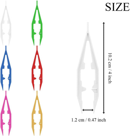 Ckyleole 9 Pieces 3 Colors Plastic Tweezers 4.13 Inch Craft Tweezers Forceps Thickened Plastic Sturdy Fine Motor Skill Learning for Perler Beads Jewelry Making Family Classroom School