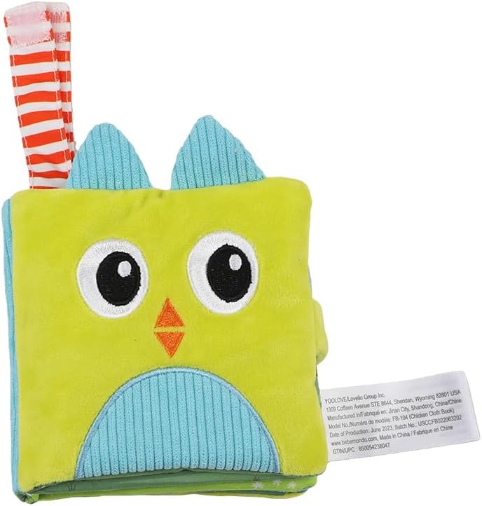 Bebe Mondo Teddy Bear Tummy Time Toy with Mirror, Soft Baby Book for 0-3-6-12 Months, Infant Sensory Developmental Toy, Shower Baby Gifts,Activity Quiet Cloth Book for Newborns,1-2 Year Old Book-Night