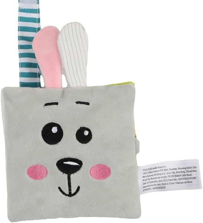 Bebe Mondo Teddy Bear Tummy Time Toy with Mirror, Soft Baby Book for 0-3-6-12 Months, Infant Sensory Developmental Toy, Shower Baby Gifts,Activity Quiet Cloth Book for Newborns,1-2 Year Old Book-Night