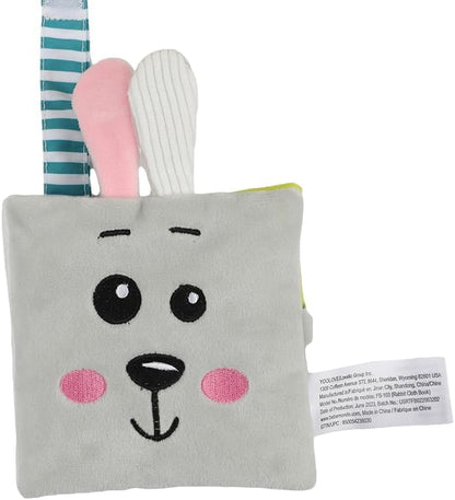 Bebe Mondo Teddy Bear Tummy Time Toy with Mirror, Soft Baby Book for 0-3-6-12 Months, Infant Sensory Developmental Toy, Shower Baby Gifts,Activity Quiet Cloth Book for Newborns,1-2 Year Old Book-Night
