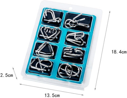 Mobestech Iq Puzzle Set 16 Pieces Brain Teaser Metal Wire Disentanglement Puzzles Educational Intelligence Game Toy for Kids and Adults