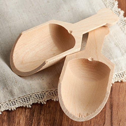 Unfinished Wood Spoon Scoops Set of 6 by Factory Direct Craft for Bath Salts, Sugar Scrubs, Spices or Educational Sensory Bins - 4-1/8 Inches Long