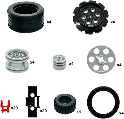Miutrue Technical Parts Wheels Gears Building Blocks Accessories Pieces kit Construction Toys Set for Kids 6yrs+ Compatible with Major Brands