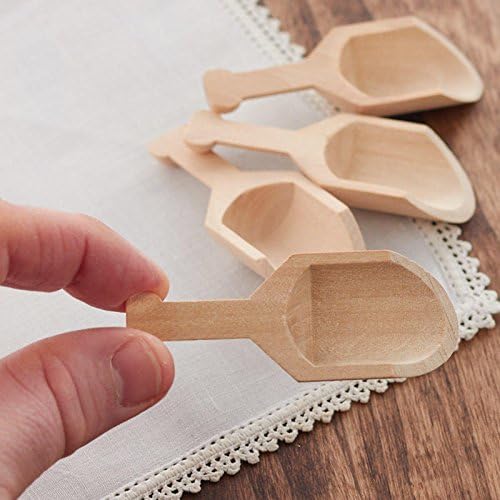 Unfinished Wood Spoon Scoops Set of 6 by Factory Direct Craft for Bath Salts, Sugar Scrubs, Spices or Educational Sensory Bins - 4-1/8 Inches Long