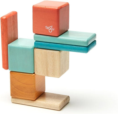 8 Piece Tegu Pocket Pouch Magnetic Wooden Block Set, Tints
