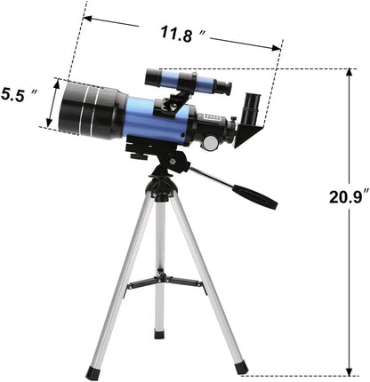 Telescope for Adults & Kids, 70mm Aperture (15X-150X) Portable Refractor Telescopes for Astronomy Beginners, 300mm Professional Travel Telescope with A Smartphone Adapter& Wireless Remote