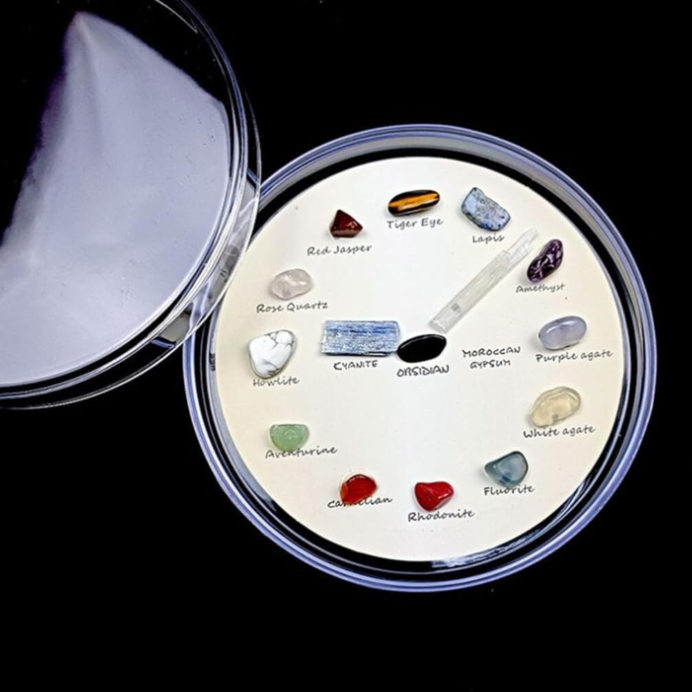 SOLUSTRE Agate Gem Mineral Stone Wall Clock Crystal Desk Shelf Clock Gemstone Rock Collection Kit for Kids Geology Science Learning Home Decor