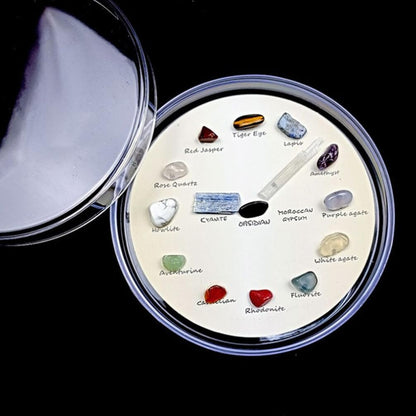 SOLUSTRE Agate Gem Mineral Stone Wall Clock Crystal Desk Shelf Clock Gemstone Rock Collection Kit for Kids Geology Science Learning Home Decor