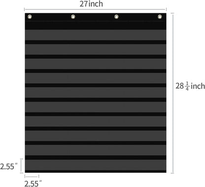 ANCOMEDO Hundred Pocket Chart with 100 Pockets and 150 Pieces Boho Double-Sided Number Cards,Number 1-100 Pocket Chart for Students Classroom Home Counting and Organizer (Black-100 Pockets)