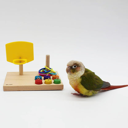 QBLEEV Bird Training Ring Toy, Parrot Trick Tabletop Toys, Educational Stacking Color Rings, Cage Toys