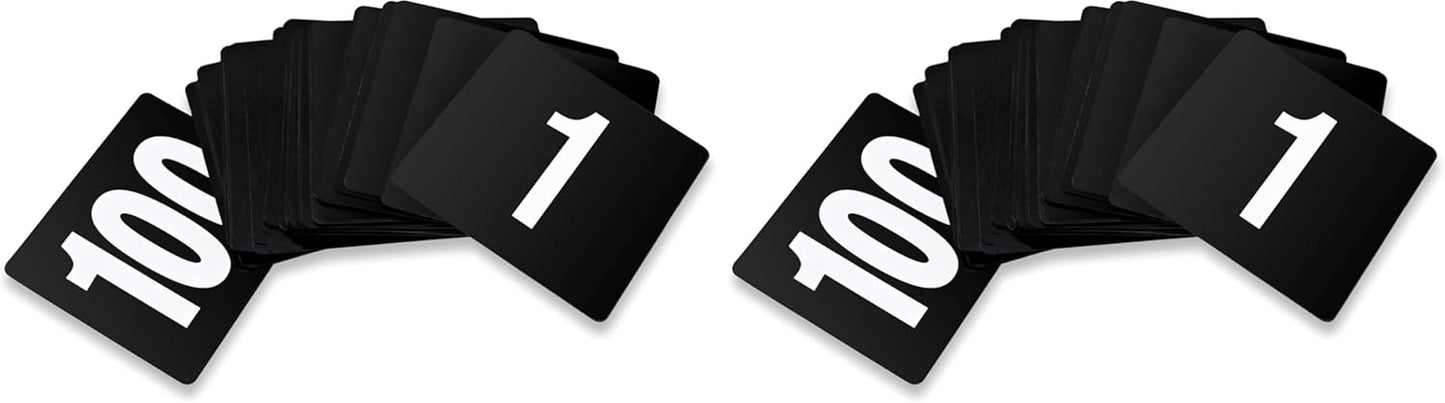 New Star Foodservice 23084 1-100 Double Side Plastic Table Numbers, 4" x 4" Inch, Light Grey on Black