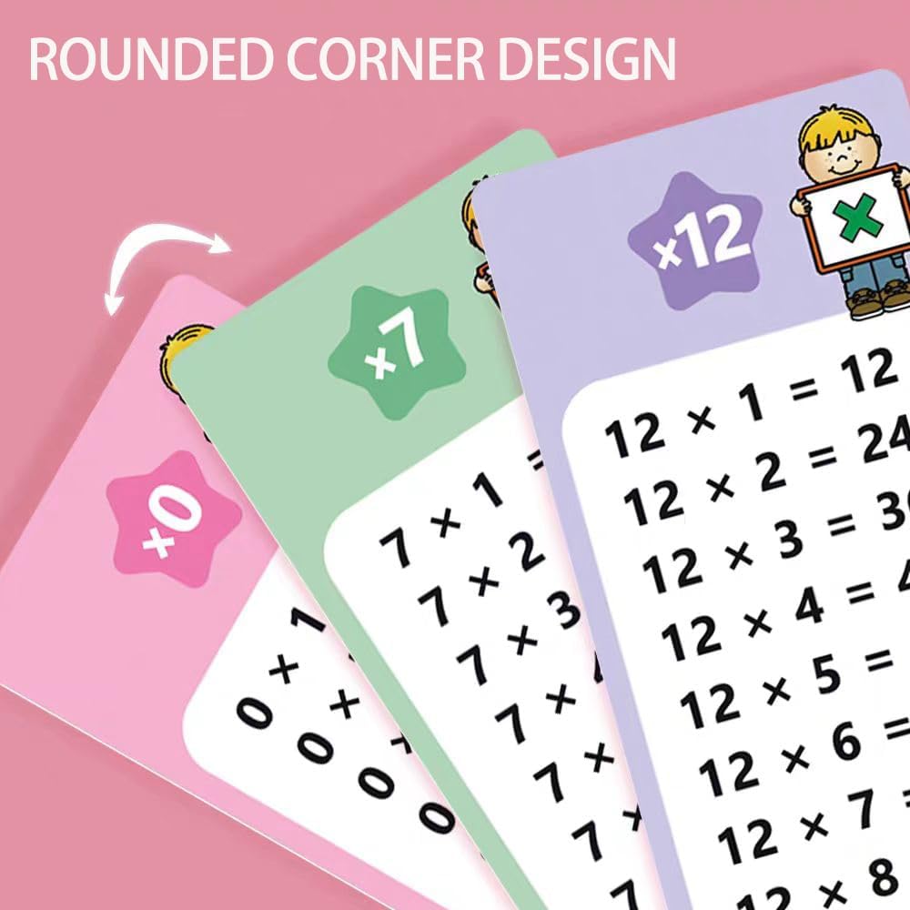 Multiplication Flash Cards 0-12, Times Table Flash Cards Including 15 Cards, 2 Dry Erase Markers Multiplication Chart Math Flashcards for 1st to 3rd Grades, Classroom and Home