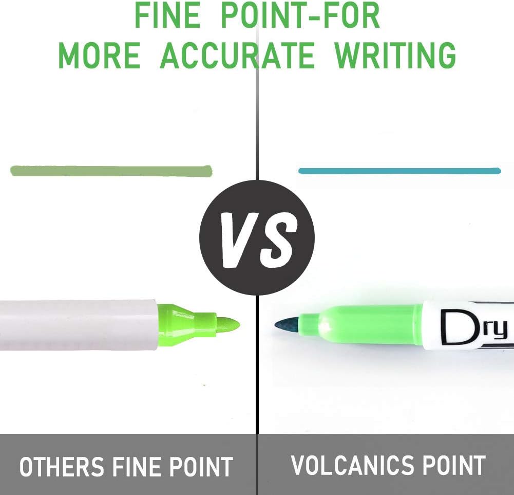 Volcanics Black Dry Erase Markers Low Odor Fine Whiteboard Markers Thin Box of 12