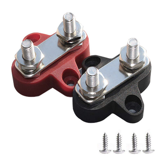 Heart Horse Bus Bar Terminal Block, Power Stud Battery Junction Post 1/4" Power Distribution Block Positive Negative for Truck RV Boat, Dual Power Stud DC 48V 250A (Red & Black Set)