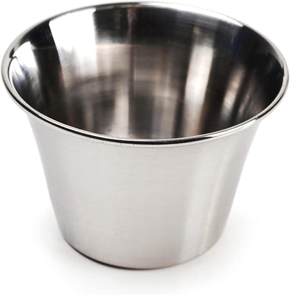 RSVP International Kitchen Prep Bowl Collection, Stainless Steel, Dishwasher Safe, Cup & Lid, 4 Piece, 3-ounce