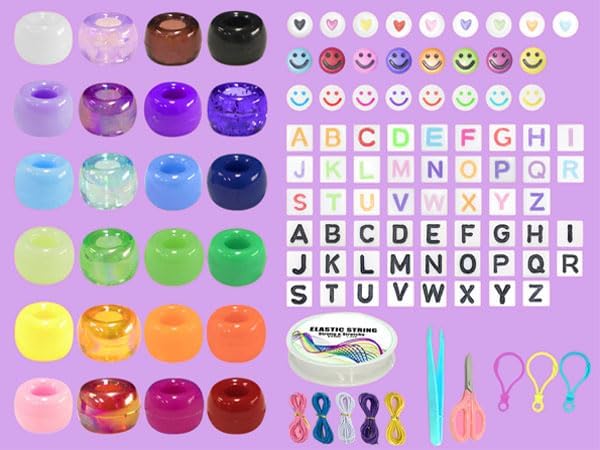 LIS HEGENSA Pony Beads Bulk,Kandi Kit for Necklace Jewelry Making Hair Braiding,Bracelets Making Kits,Hair Bead,Bracelet Beads,Plastic Bead for Crafts Braids Girls (12 Color,900PCS)