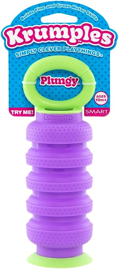 KRUMPLES Plungy Blue Sensory Suction Toy for Ages 10M+ | BPA-Free Silicone Fidget | Promotes Fine Motor Skills | Dishwasher Safe | Ideal Baby and Toddler Gift | Fun for All Ages