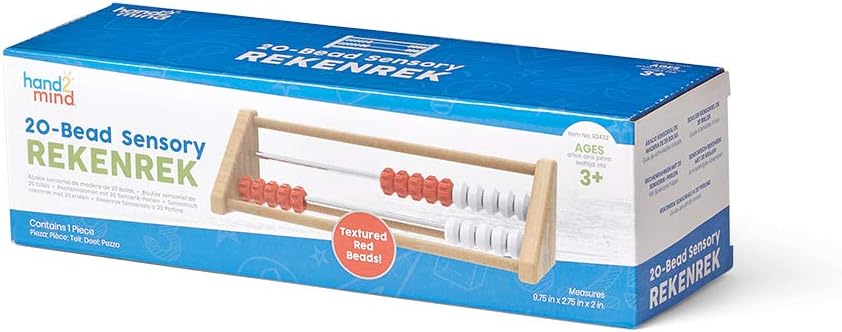 hand2mind 20-Bead Wooden Sensory Rekenrek Abacus, Abacus for Kids Math, Wooden Counting Math Manipulatives, Bead Counters for Kids Math, Learn Counting and Numbers, Homeschool Supplies (Set of 1)