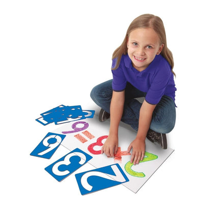 Roylco Number Stencil Tracers – 10 Plastic Number Stencils 0–9 for Math, Classroom Posters, Bulletin Boards, Tracing, Crafts & Early Learning