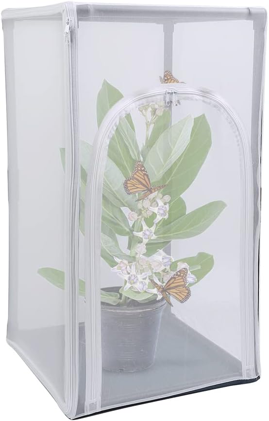 RESTCLOUD 30" Large Monarch Butterfly Habitat Cage, Outdoor Insect Mesh Cage Terrarium 16.5" x 16.5" x 30"