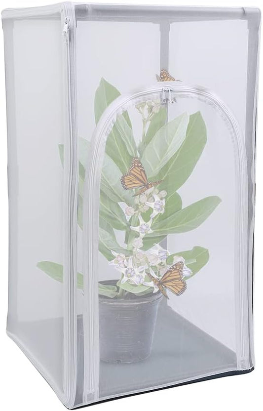 RESTCLOUD 30" Large Monarch Butterfly Habitat Cage, Outdoor Insect Mesh Cage Terrarium 16.5" x 16.5" x 30"