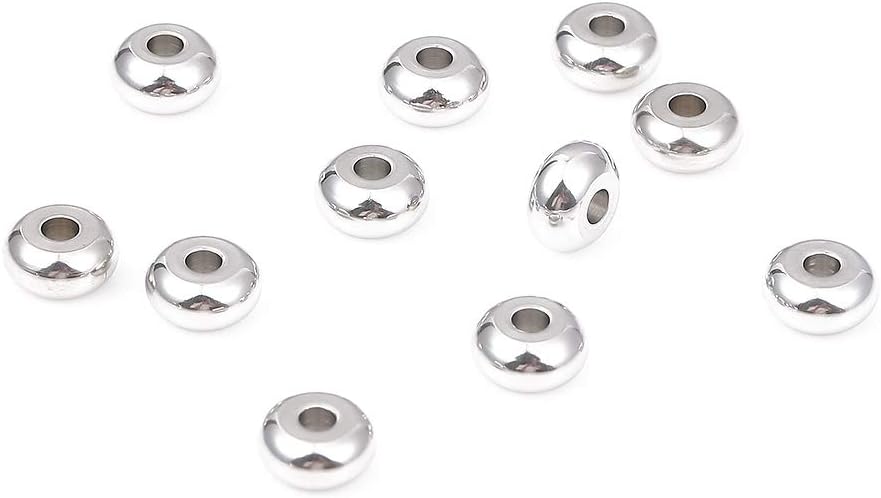 BEADIA Stainless Steel Spacer Beads 3x2.5mm Round Loose Charm Caps Beads for DIY Jewelry Making 100pcs with 1mm Hole