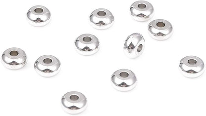 BEADIA Stainless Steel Spacer Beads 3x2.5mm Round Loose Charm Caps Beads for DIY Jewelry Making 100pcs with 1mm Hole