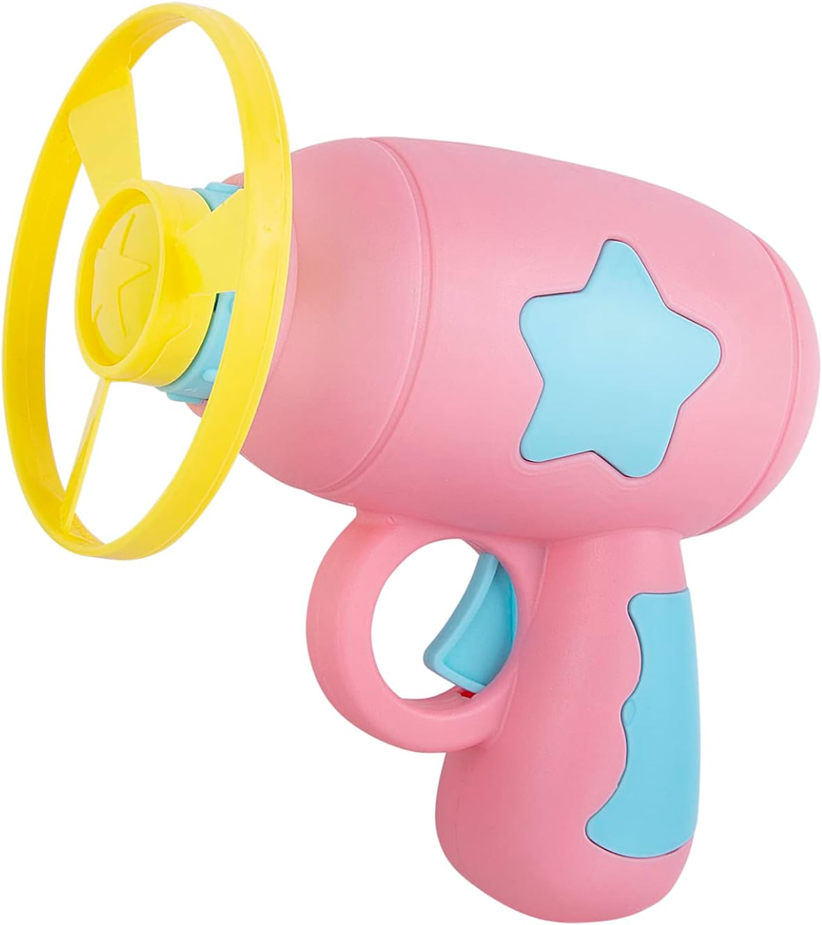 Berry President Flying Saucer Toy, Flying Disc Launch Playset with Rotating Flash Light, Indoor Outdoor Twist Shoot Toy for Kids Aged 3 Years Old & Up (Yellow)