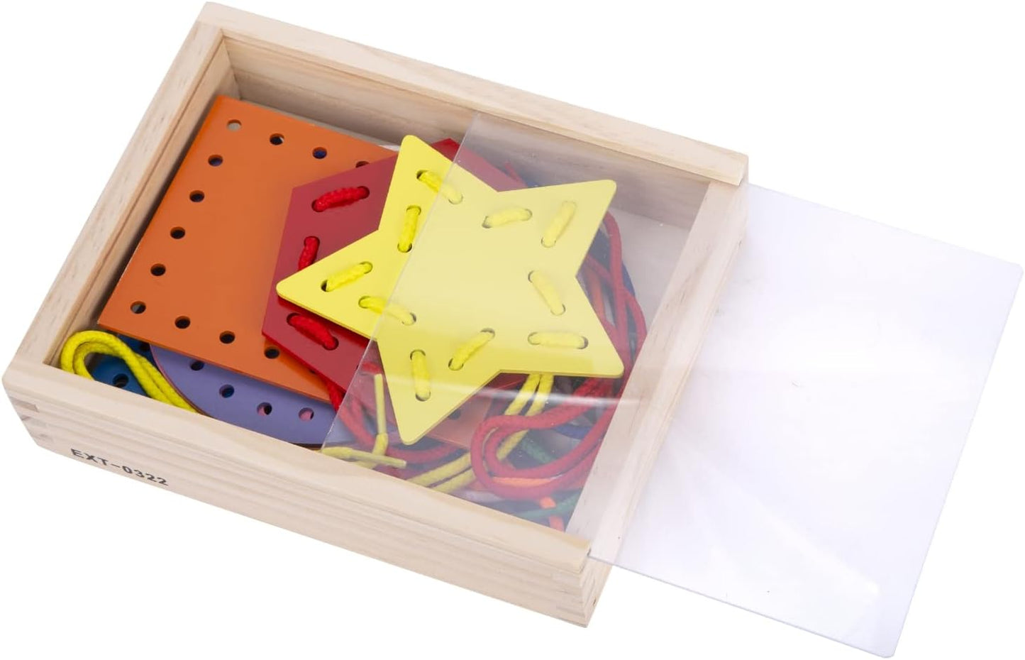 7 Pcs Wooden Lacing Cards for Toddlers, Lacing Shapes, Educational and Learning Montessori Activity for Kids, Double-Sided Shape Panels Wooden Threading Toy