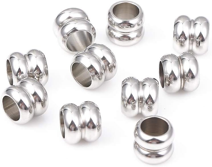 BEADIA Stainless Steel Spacer Beads 3x2.5mm Round Loose Charm Caps Beads for DIY Jewelry Making 100pcs with 1mm Hole