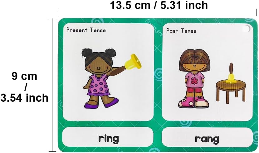 Lilias Irregular Past Tense Verbs English Grammar Double-Side Learning Flash Cards - 24 Card Set for Homeschool, Preschool, Primary School, ESL, Autism, Vocabulary Building