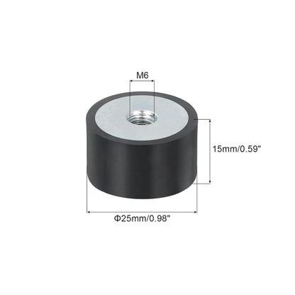uxcell 4Pcs 20 x 10mm M6 Female Thread Rubber Mounts, Vibration Isolator, Replaces Anti Vibration Pads Flat Silent Block Base Block