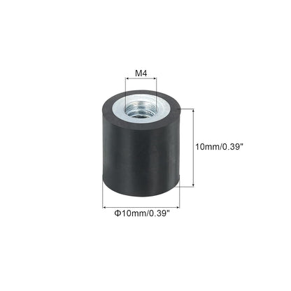 uxcell 4Pcs 20 x 10mm M6 Female Thread Rubber Mounts, Vibration Isolator, Replaces Anti Vibration Pads Flat Silent Block Base Block