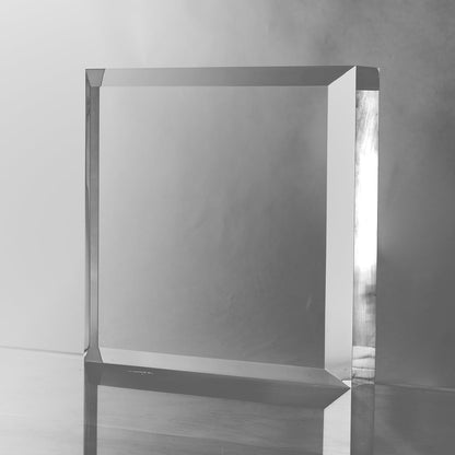 CiaoHER 2in Thickness Beveled Solid Acrylic Display Block Clear Polished Pedestal Stand Riser Solid Base (10x10)
